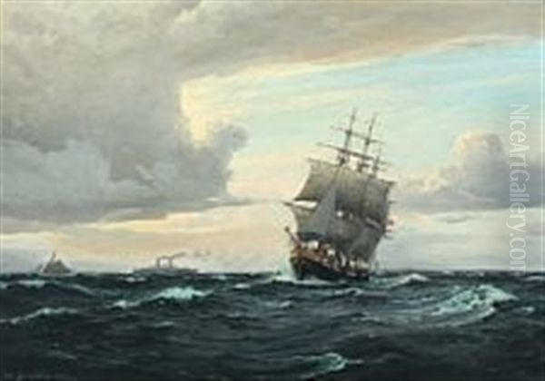 The Training Ship Georg Stage On A Starbord Tack Oil Painting by Christian Benjamin Olsen