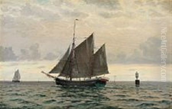 Ved Indsejlingen Til Bogestrommen Oil Painting by Christian Benjamin Olsen