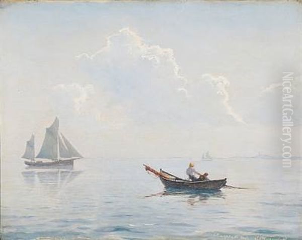 Early Morning With Fishermen On The Skagerrak Oil Painting by Christian Benjamin Olsen