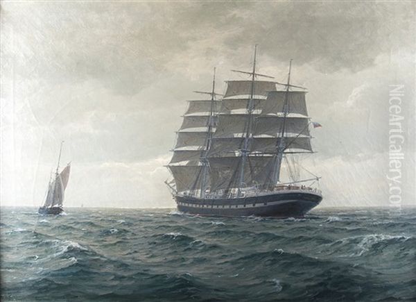 Russisches Schulschiff Mit Gesetzten Segeln Oil Painting by Christian Benjamin Olsen