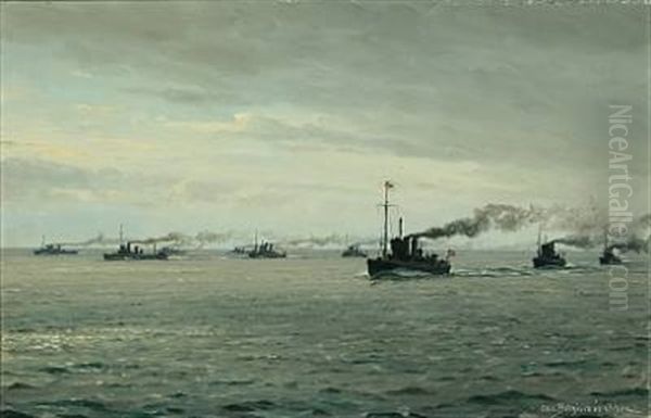 Torpedobade Pa Vagt For Danmark Oil Painting by Christian Benjamin Olsen