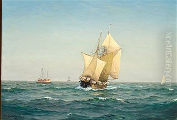 Nice Weather At Sea, Drogden Oil Painting by Christian Benjamin Olsen