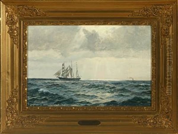 Seascape With Sailing Ship Oil Painting by Christian Benjamin Olsen