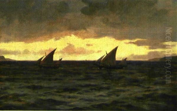 Sejlbade I Middelhavet Oil Painting by Christian Benjamin Olsen