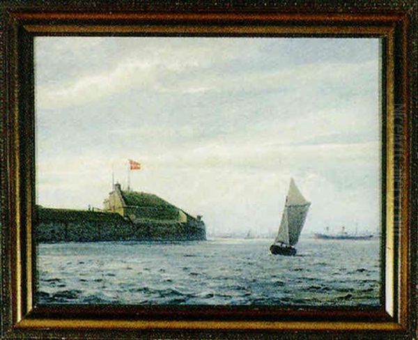 Parti Fra Kobenhavns Havn Oil Painting by Christian Benjamin Olsen