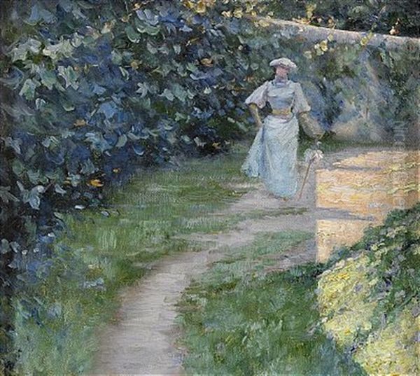 Promenad Utmed Tradgardsmuren Oil Painting by Carl Waldemar Olson