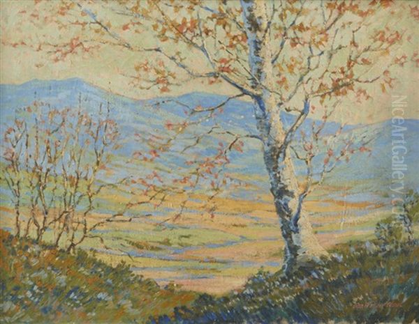 Trees In A Rolling Hills Landscape Oil Painting by George Wallace Olson