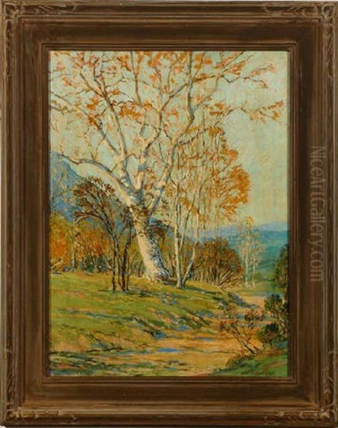 Sycamores In Landscape Oil Painting by George Wallace Olson