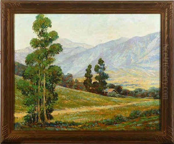 Cottage In Foothill Flower Fields Oil Painting by George Wallace Olson