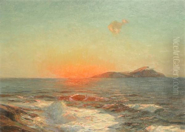 Sunset At Sea Oil Painting by Julius Olsson