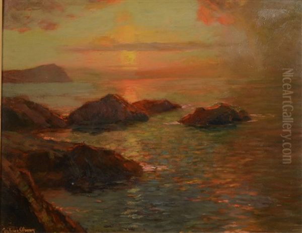 Sunset At Bundoran, Northern Ireland Oil Painting by Julius Olsson