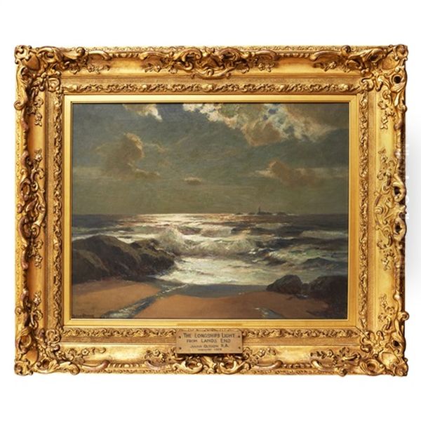 The Longship's Lighthouse From Land's End Oil Painting by Julius Olsson