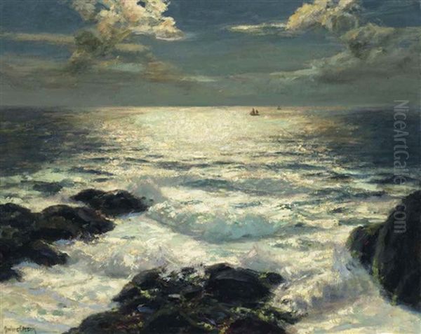 Moonlit Waters Oil Painting by Julius Olsson