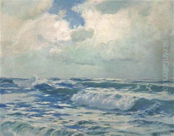 Atlantic Rollers Oil Painting by Julius Olsson