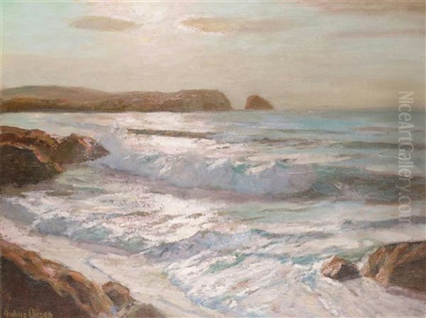 Ground Sea, Newquay, Cornwall Oil Painting by Julius Olsson