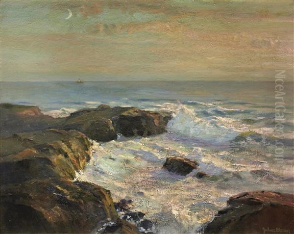 Coastal Scene, Possibly Land's End Oil Painting by Julius Olsson