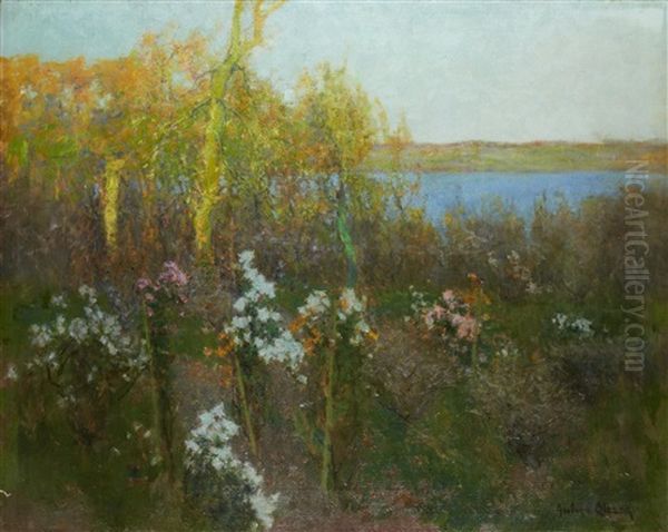 Garden At Hayle, Cornwall Oil Painting by Julius Olsson