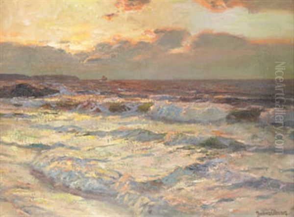 Kvallssol Vid Stranden Oil Painting by Julius Olsson