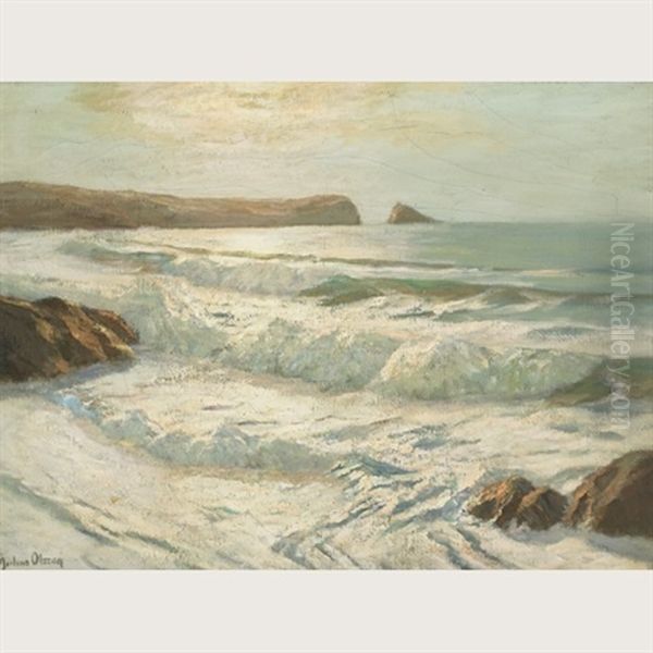 Sunlit Coast Oil Painting by Julius Olsson