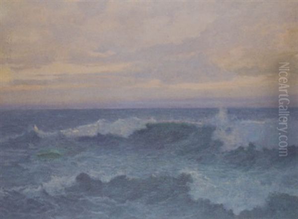 Waves Breaking, N. Cornwall Oil Painting by Julius Olsson