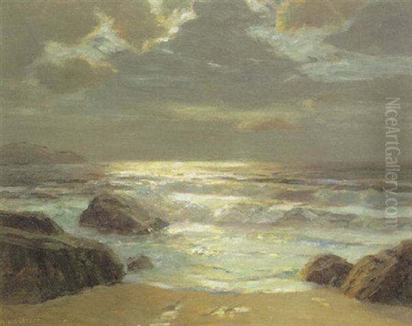 Moonlight Off Falmouth Oil Painting by Julius Olsson