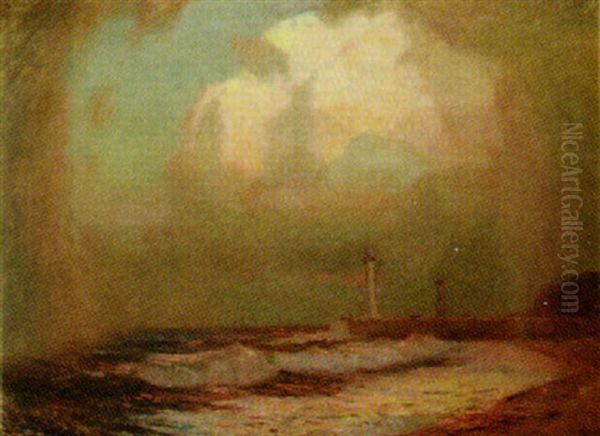 Lighthouse Oil Painting by Julius Olsson