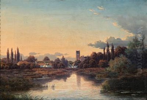 Molledammen, Lyng By Oil Painting by Peter Olsted