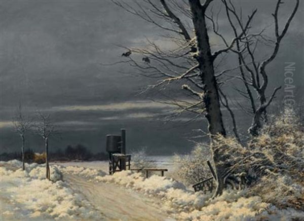 Chemin Enneige Oil Painting by Peter Olsted