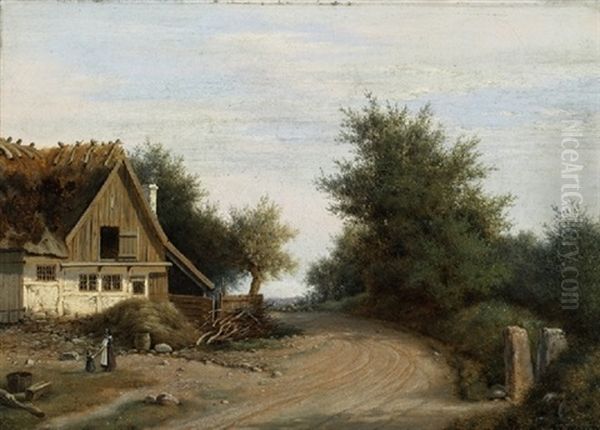 Fra Landsbyen Snekkerup Oil Painting by Peter Olsted