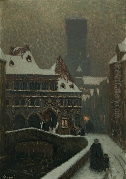 Winterabend In Der Stadt Oil Painting by Carl (Karl, Charles) O'Lynch of Town