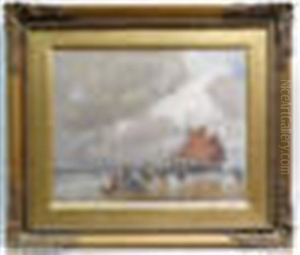 Oil On Canvas Oil Painting by Carl (Karl, Charles) O'Lynch of Town