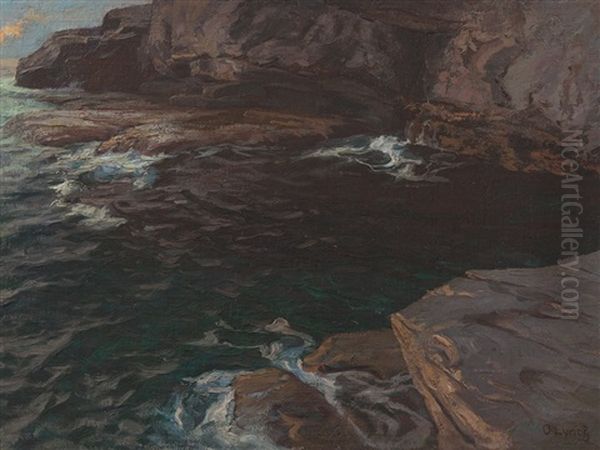 Coast At Monte Carlo Oil Painting by Carl (Karl, Charles) O'Lynch of Town