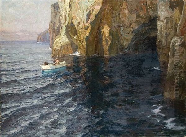 Die Blaue Grotte Bei Capri Oil Painting by Carl (Karl, Charles) O'Lynch of Town