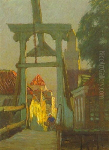 Zugbrucke In Edam Oil Painting by Carl (Karl, Charles) O'Lynch of Town