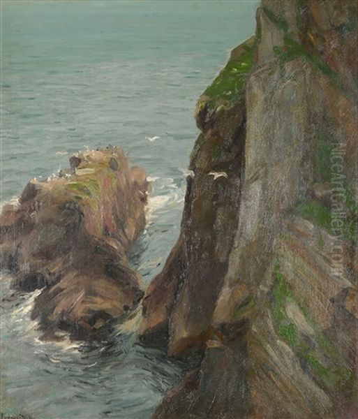 Coastal Cliffs Oil Painting by Michael Augustin Power O'Malley