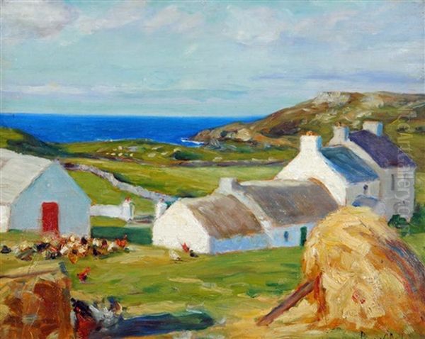 View Of An Irish Coastal Farmstead Oil Painting by Michael Augustin Power O'Malley