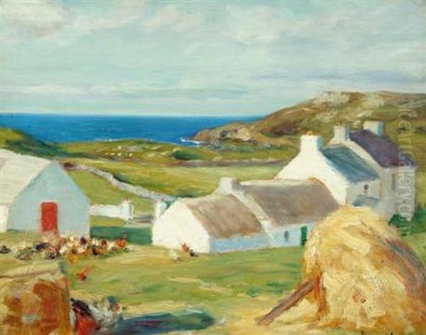 A Coastal Farmstead Oil Painting by Michael Augustin Power O'Malley