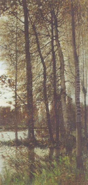 Autumnal Greys (forest Of Fontainbleau) Oil Painting by Frank O'Meara