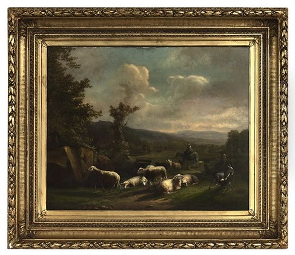 Paysage Et Animaux Oil Painting by Balthasar Paul Ommeganck