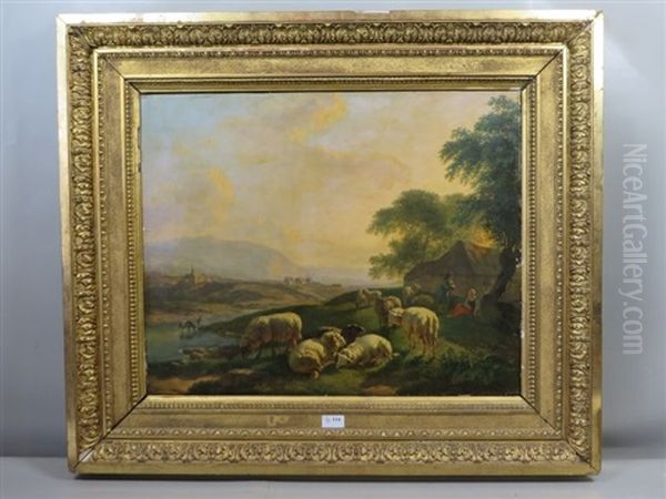 Bergers Et Leurs Moutons Oil Painting by Balthasar Paul Ommeganck