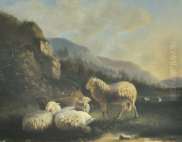 Ruhende Schafherde In Berglandschaft Oil Painting by Balthasar Paul Ommeganck