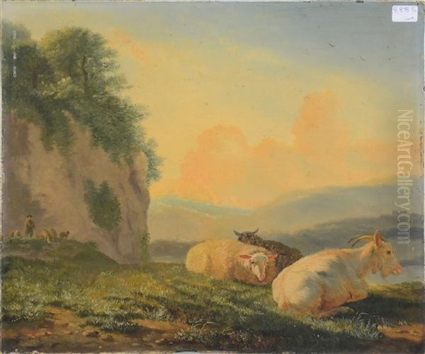 Mouton Et Chevre Dans Une Pature Oil Painting by Balthasar Paul Ommeganck