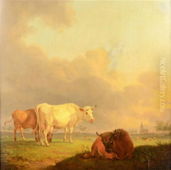 Grazing Cows Oil Painting by Balthasar Paul Ommeganck