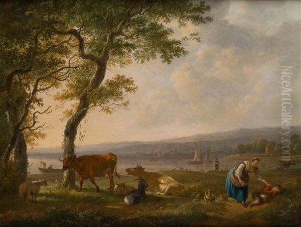 Paysage Anime Avec Riviere Oil Painting by Balthasar Paul Ommeganck