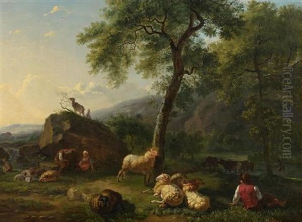 Pastorale In Abendstimmung Oil Painting by Balthasar Paul Ommeganck