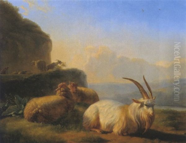 Ziegen In Einer Berglandschaft Oil Painting by Balthasar Paul Ommeganck