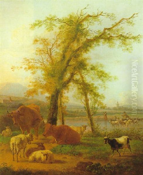 Tiere Auf Der Weide Oil Painting by Balthasar Paul Ommeganck