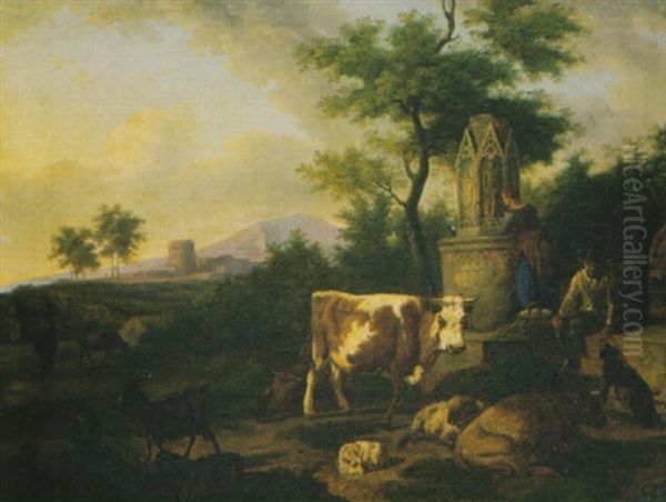 Hirte Und Herde Oil Painting by Balthasar Paul Ommeganck