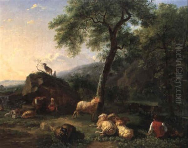 Pastorale In Abendstimmung Oil Painting by Balthasar Paul Ommeganck