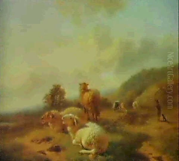 A Shepherd With His Flock Oil Painting by Balthasar Paul Ommeganck